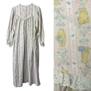 Vintage Disney x Lanz of Salzburg Nightgown Winnie the Pooh PJ Dress Flannel Med